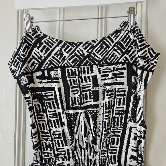 ICE Womens Hi-Low Beaded Waist Dress Size 14 Black White Abstract Short Sleeve - Picture 10 of 15